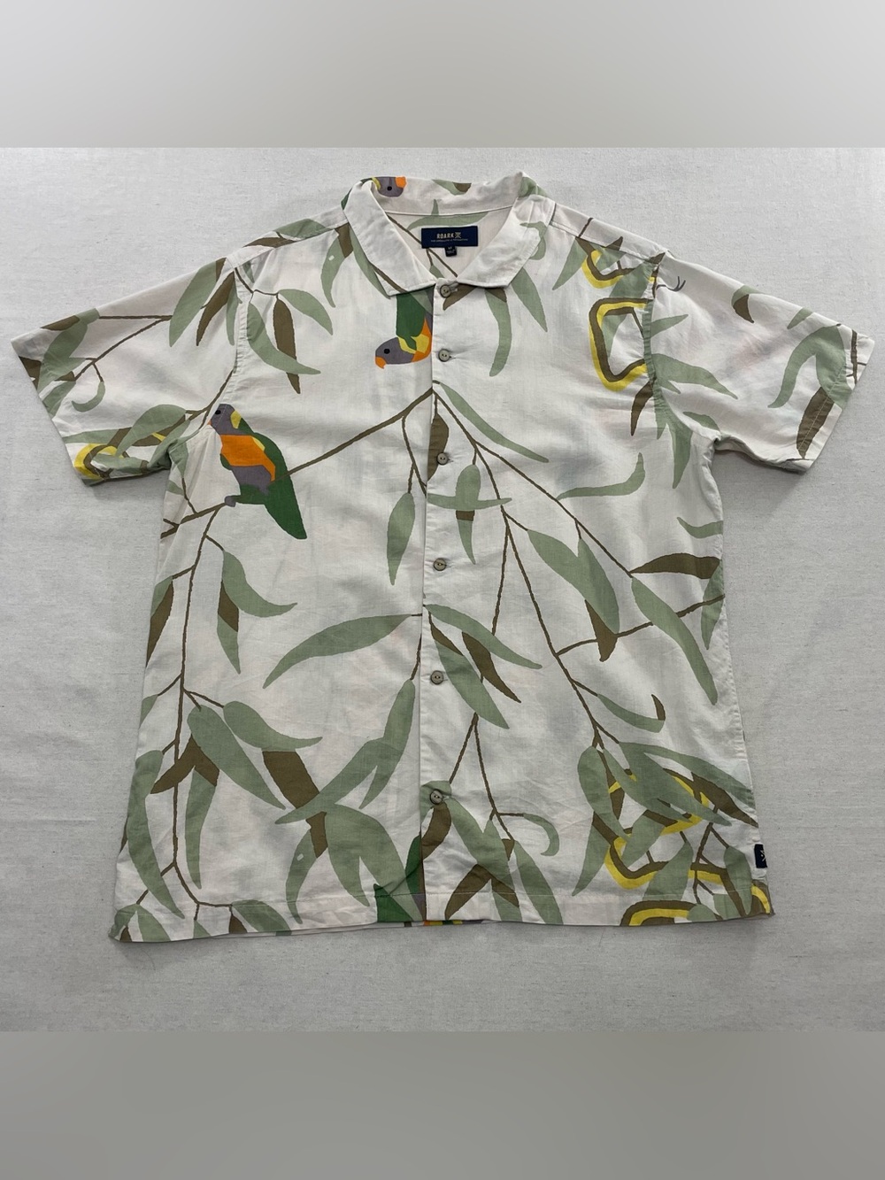 Men's Roark Gonzo Short Sleeve Button Up Woven Shirt RW659 Gum Bone Tree Size M